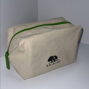 Origins Cosmetics Large Cream Zip Canvas Cosmetics Clutch Bag